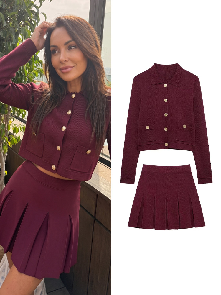 Women Formal Wear For Summer - Элегантный женский вязаный костюм HH: красный