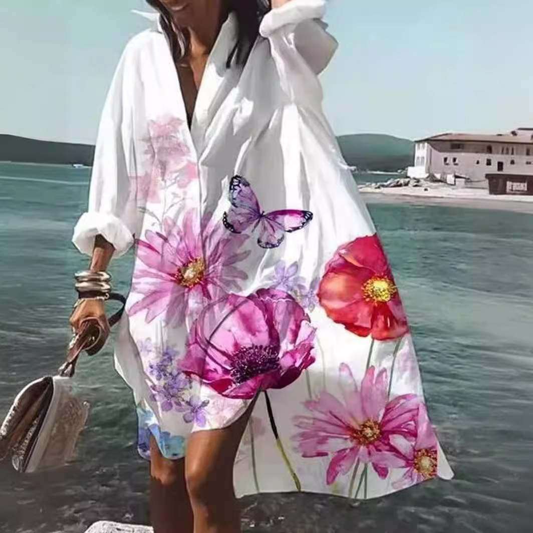 Women Formal Office Wear Tops - 2021 свободное платье-рубашка больших размеров для