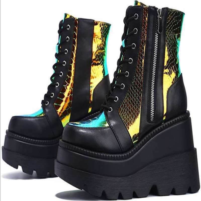 Pump Heel Block - Весенне-осенние женские сапоги до середины икры