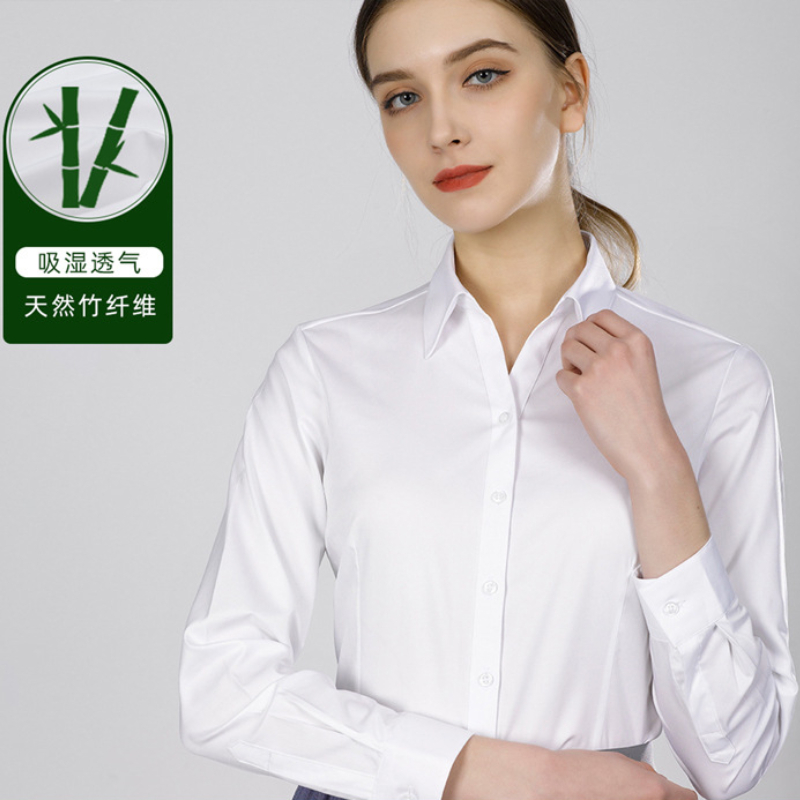 Women Formal Wear White Shirt - Новая женская деловая рубашка из бамбукового