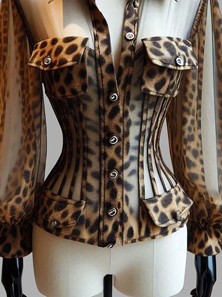 Женская блузка-корсет с леопар – обзор и цена Women'S Formal Wear Blouse